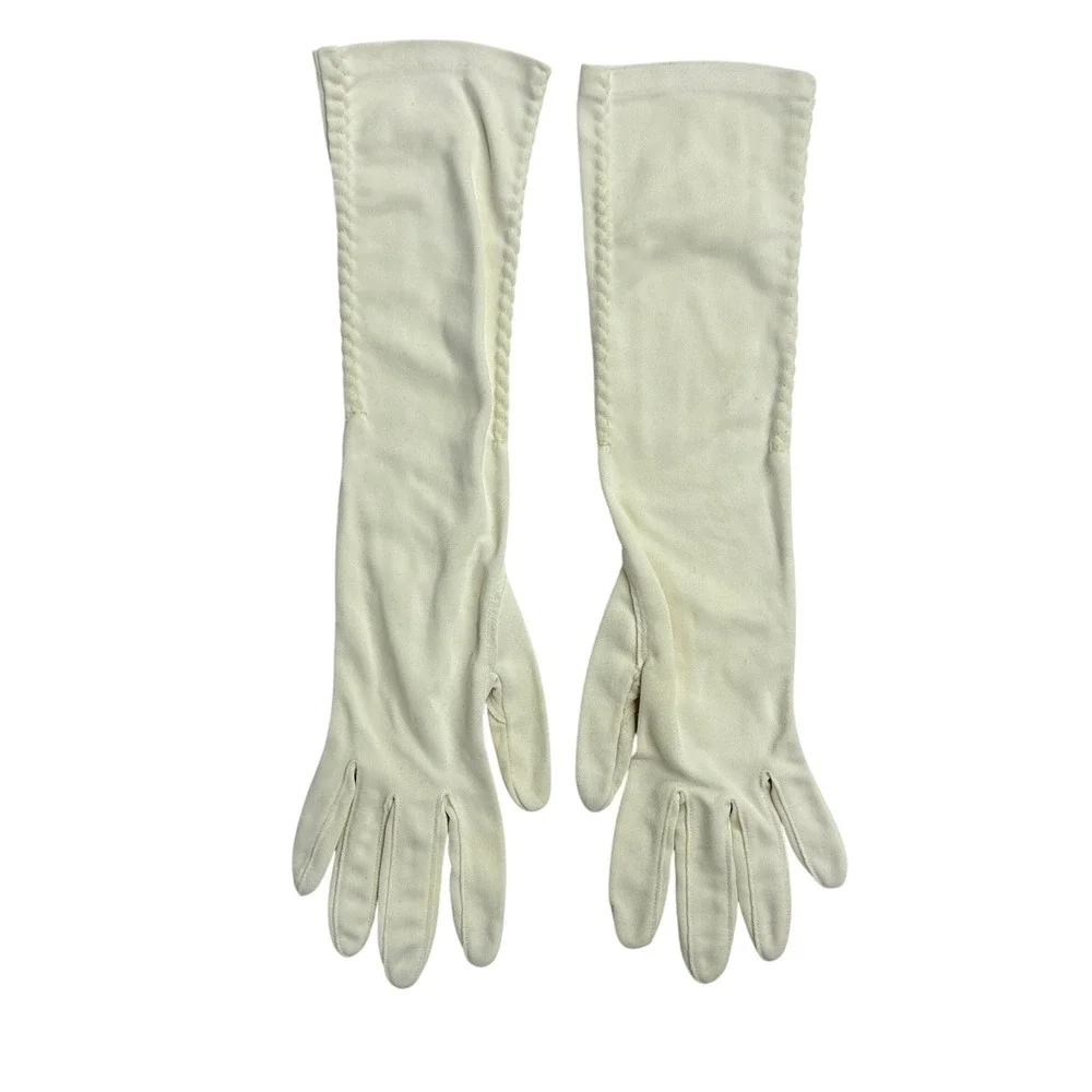 Coquette Opera Length Gloves Cream White Stretch Formal Bridal Regencycore